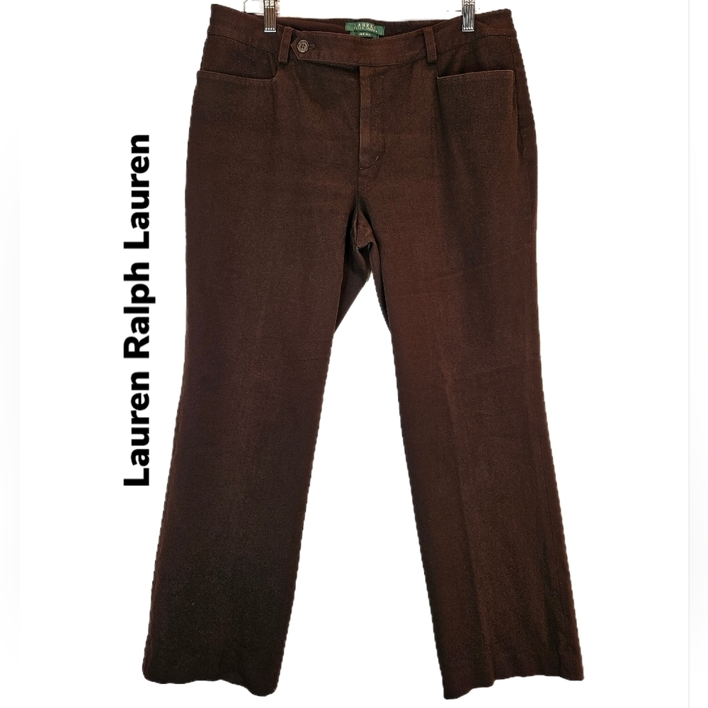 Lauren Ralph Lauren Brown Career Pant Sz 14 Business Workwear Durability Stretch